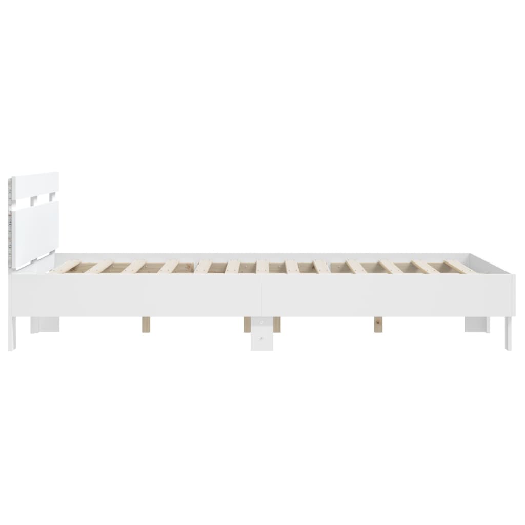 vidaXL Bed Frame | White | Engineered wood, Plywood | 140 x 200 cm | Bed Frame