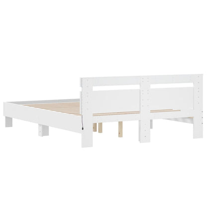 vidaXL Bed Frame | White | Engineered wood, Plywood | 140 x 200 cm | Bed Frame