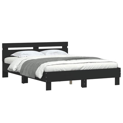 vidaXL Bed Frame with LED without Mattress Black 140x200 cm