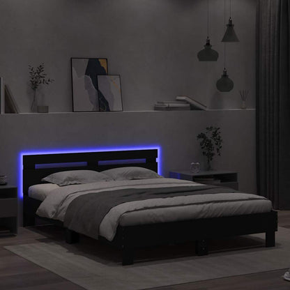 vidaXL Bed Frame with LED without Mattress Black 140x200 cm