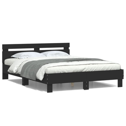 vidaXL Bed Frame with LED without Mattress Black 140x200 cm