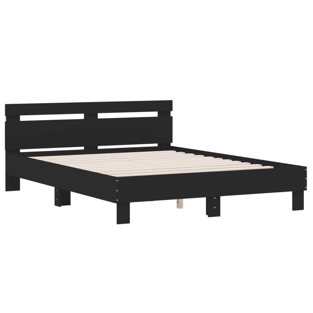 vidaXL Bed Frame with LED without Mattress Black 140x200 cm
