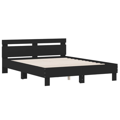 vidaXL Bed Frame with LED without Mattress Black 140x200 cm