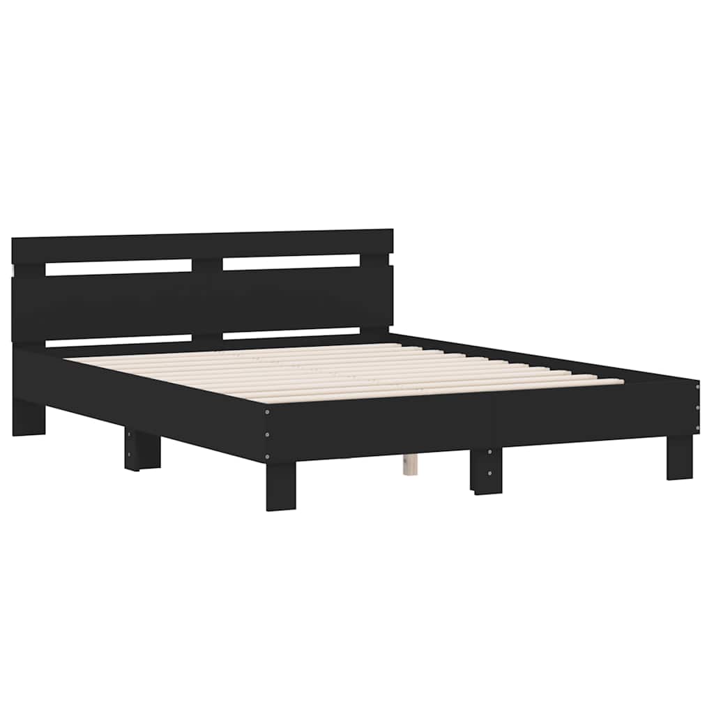 vidaXL Bed Frame with LED without Mattress Black 140x200 cm