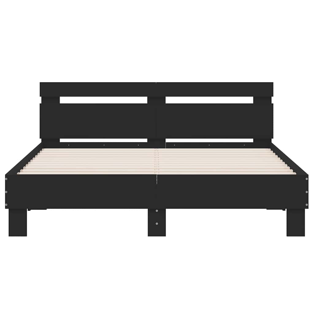vidaXL Bed Frame with LED without Mattress Black 140x200 cm