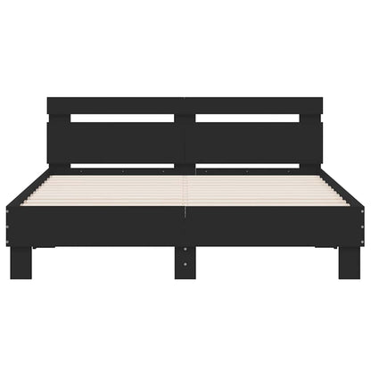vidaXL Bed Frame with LED without Mattress Black 140x200 cm