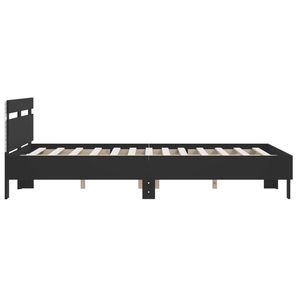vidaXL Bed Frame with LED without Mattress Black 140x200 cm