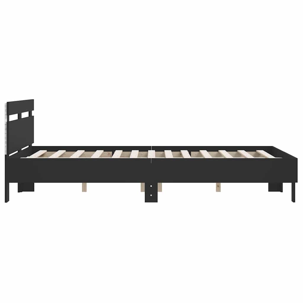 vidaXL Bed Frame with LED without Mattress Black 140x200 cm