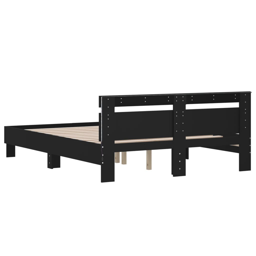 vidaXL Bed Frame with LED without Mattress Black 140x200 cm