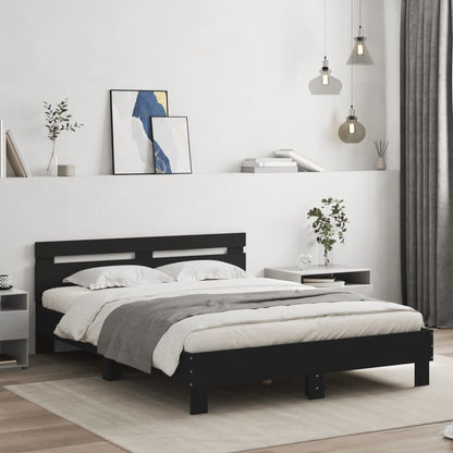 vidaXL Bed Frame with LED without Mattress Black 140x200 cm