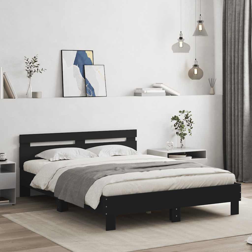 vidaXL Bed Frame with LED without Mattress Black 140x200 cm