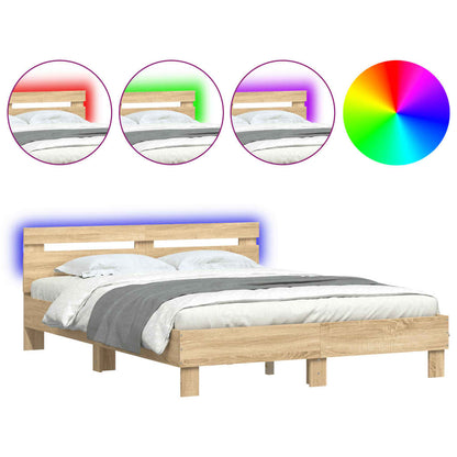 vidaXL Bed Frame | Sonoma oak | Engineered wood, Plywood | Double | Bed Frame