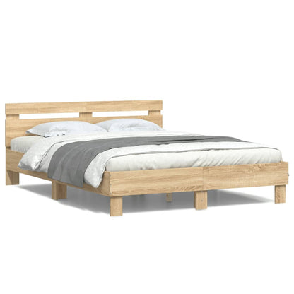 vidaXL Bed Frame | Sonoma oak | Engineered wood, Plywood | Double | Bed Frame