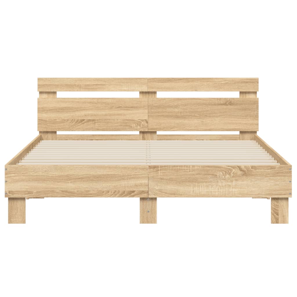 vidaXL Bed Frame | Sonoma oak | Engineered wood, Plywood | Double | Bed Frame