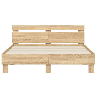vidaXL Bed Frame | Sonoma oak | Engineered wood, Plywood | Double | Bed Frame