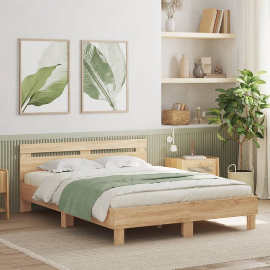 vidaXL Bed Frame | Sonoma oak | Engineered wood, Plywood | Double | Bed Frame