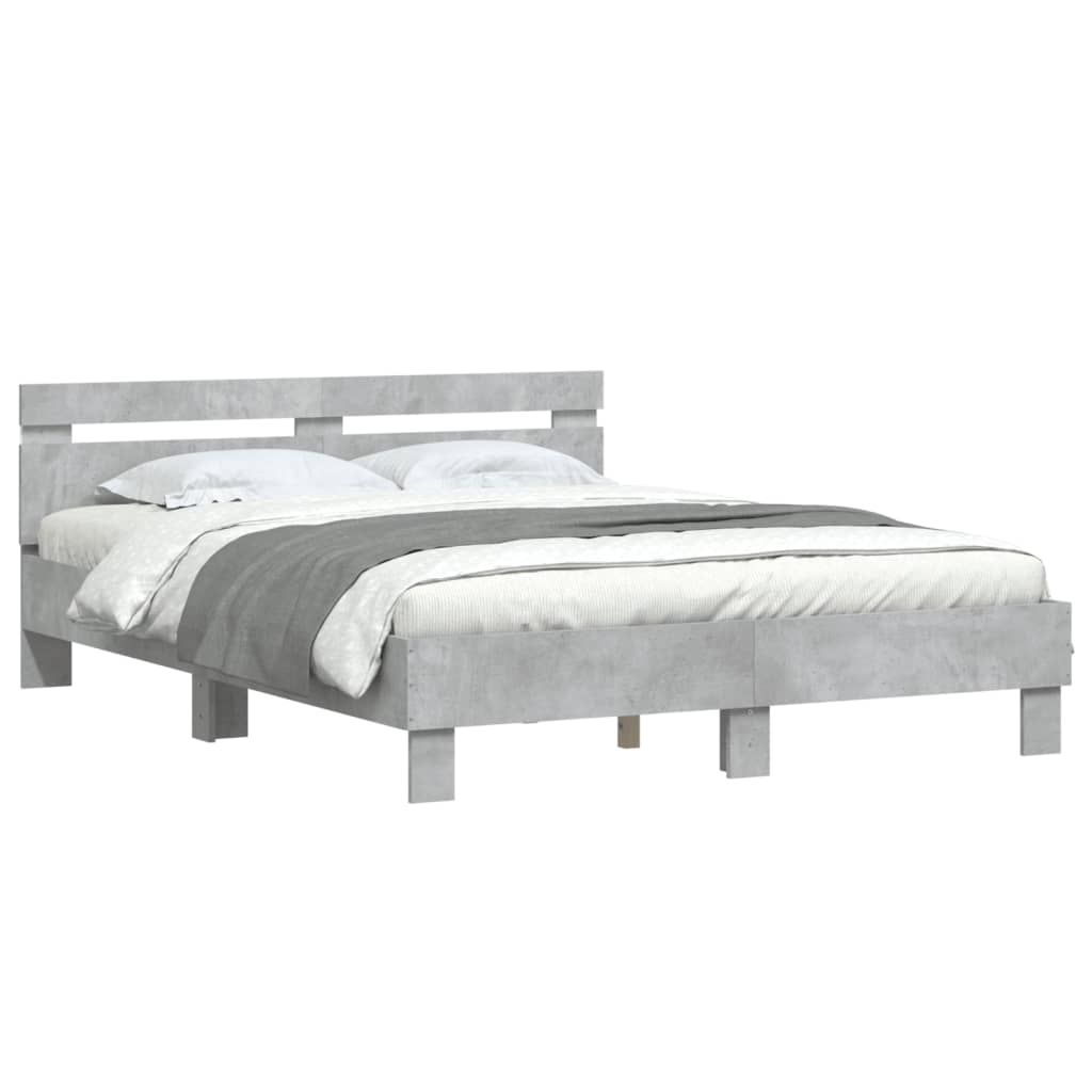 vidaXL Bed Frame | Concrete grey | Engineered wood, Plywood | Double | Bed Frame