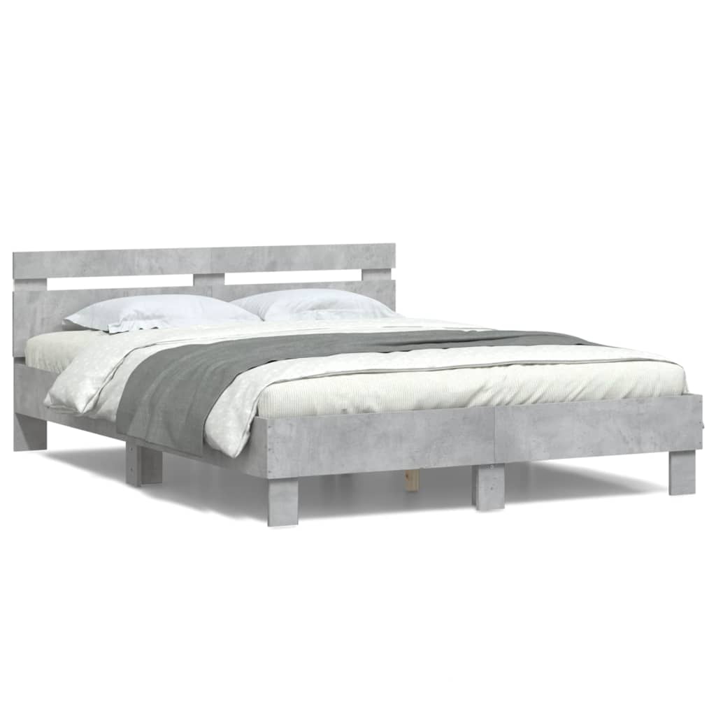 vidaXL Bed Frame | Concrete grey | Engineered wood, Plywood | Double | Bed Frame