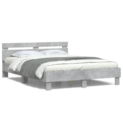 vidaXL Bed Frame | Concrete grey | Engineered wood, Plywood | Double | Bed Frame