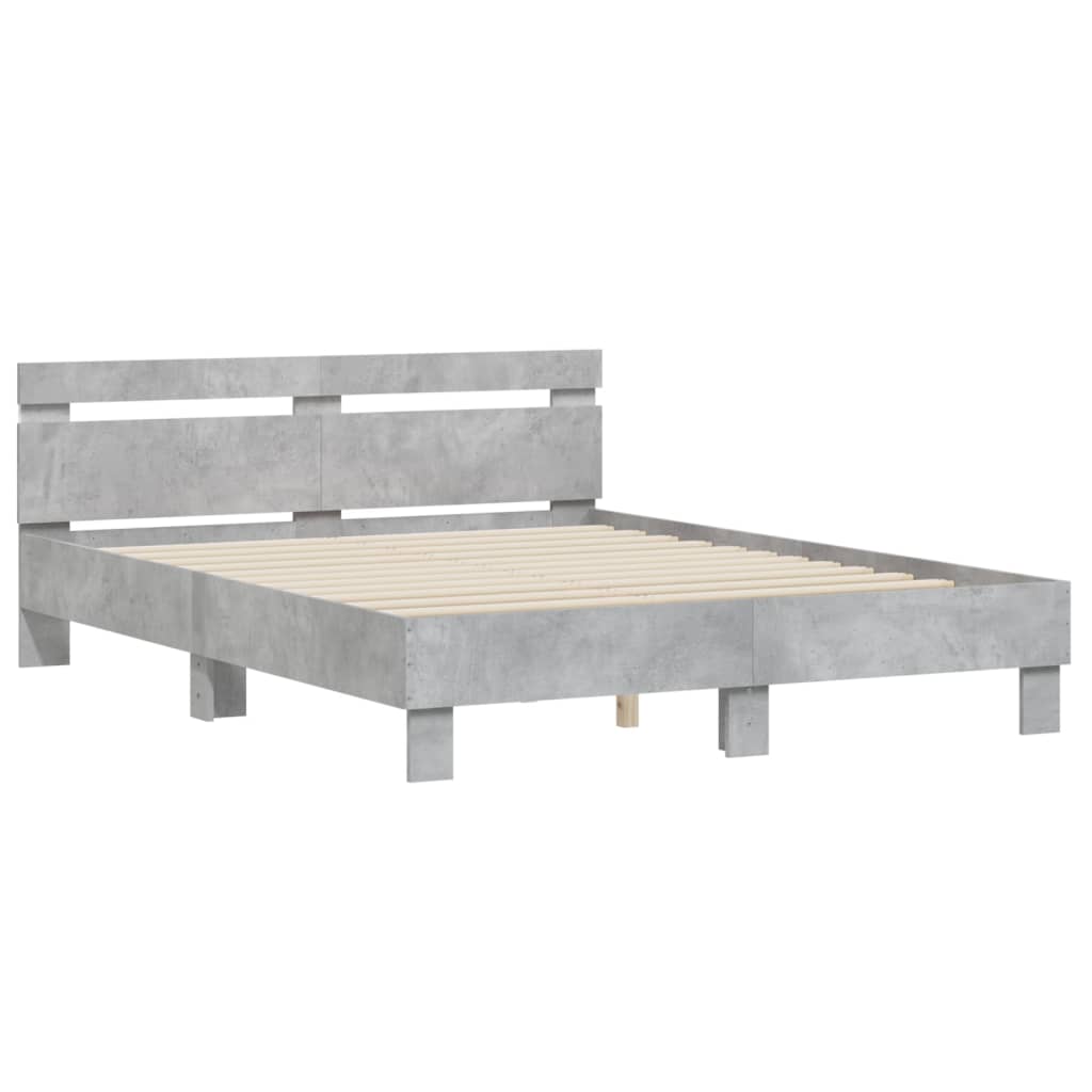 vidaXL Bed Frame | Concrete grey | Engineered wood, Plywood | Double | Bed Frame