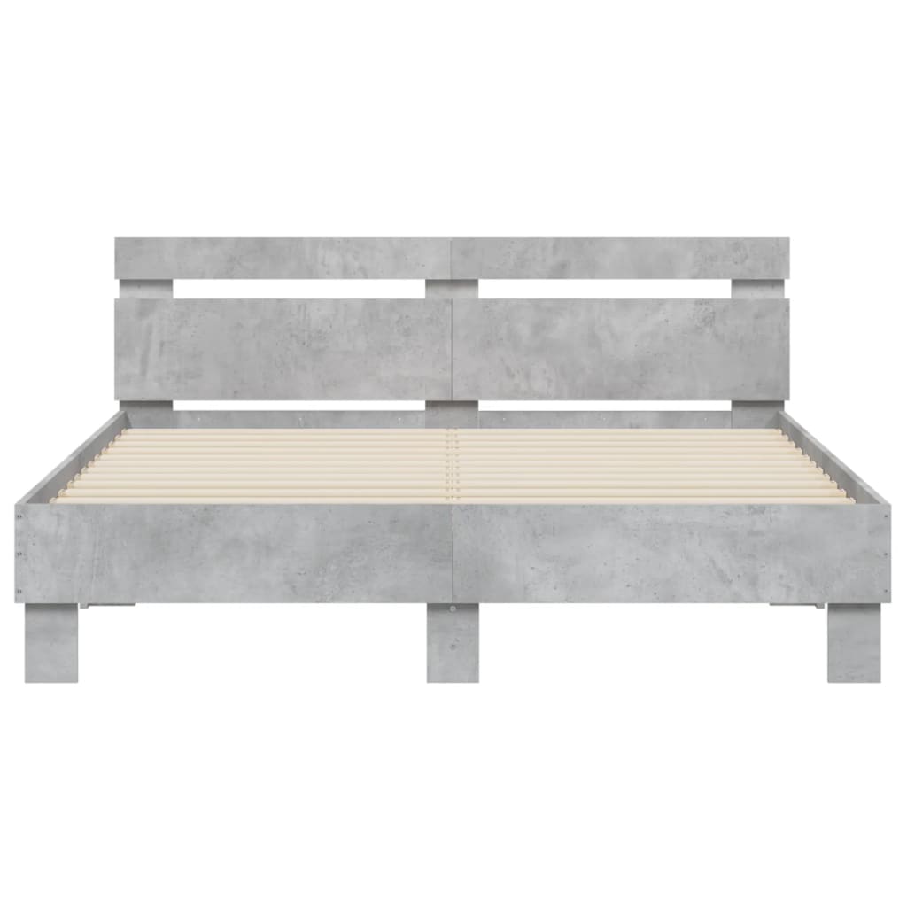 vidaXL Bed Frame | Concrete grey | Engineered wood, Plywood | Double | Bed Frame