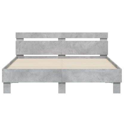 vidaXL Bed Frame | Concrete grey | Engineered wood, Plywood | Double | Bed Frame
