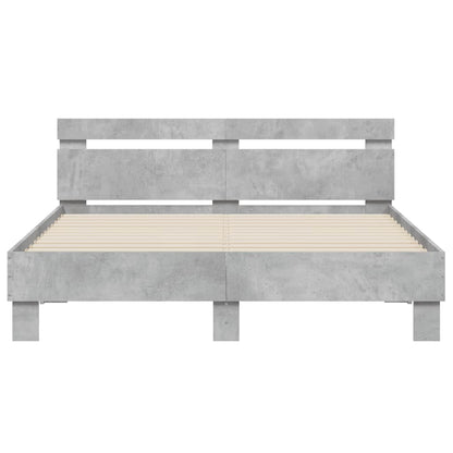 vidaXL Bed Frame with LED without Mattress Concrete Grey 140x200 cm