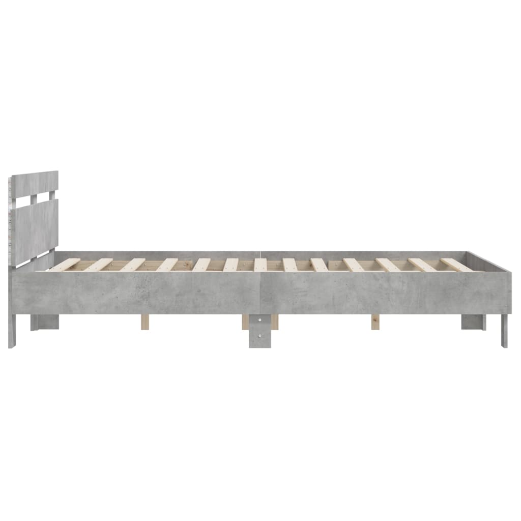vidaXL Bed Frame | Concrete grey | Engineered wood, Plywood | Double | Bed Frame