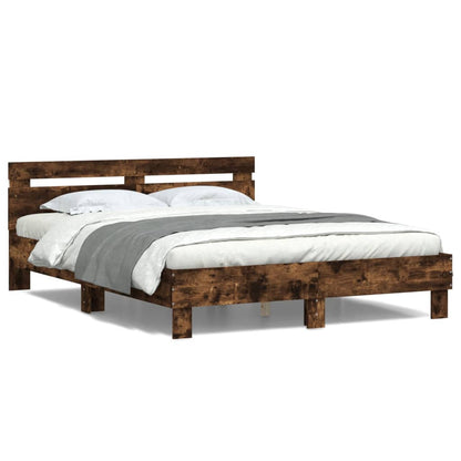 vidaXL Bed Frame | Smoked Oak | Engineered wood & Plywood | Double | Bed Frame
