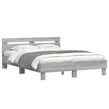 vidaXL Bed Frame with LED without Mattress Grey Sonoma 140x200 cm
