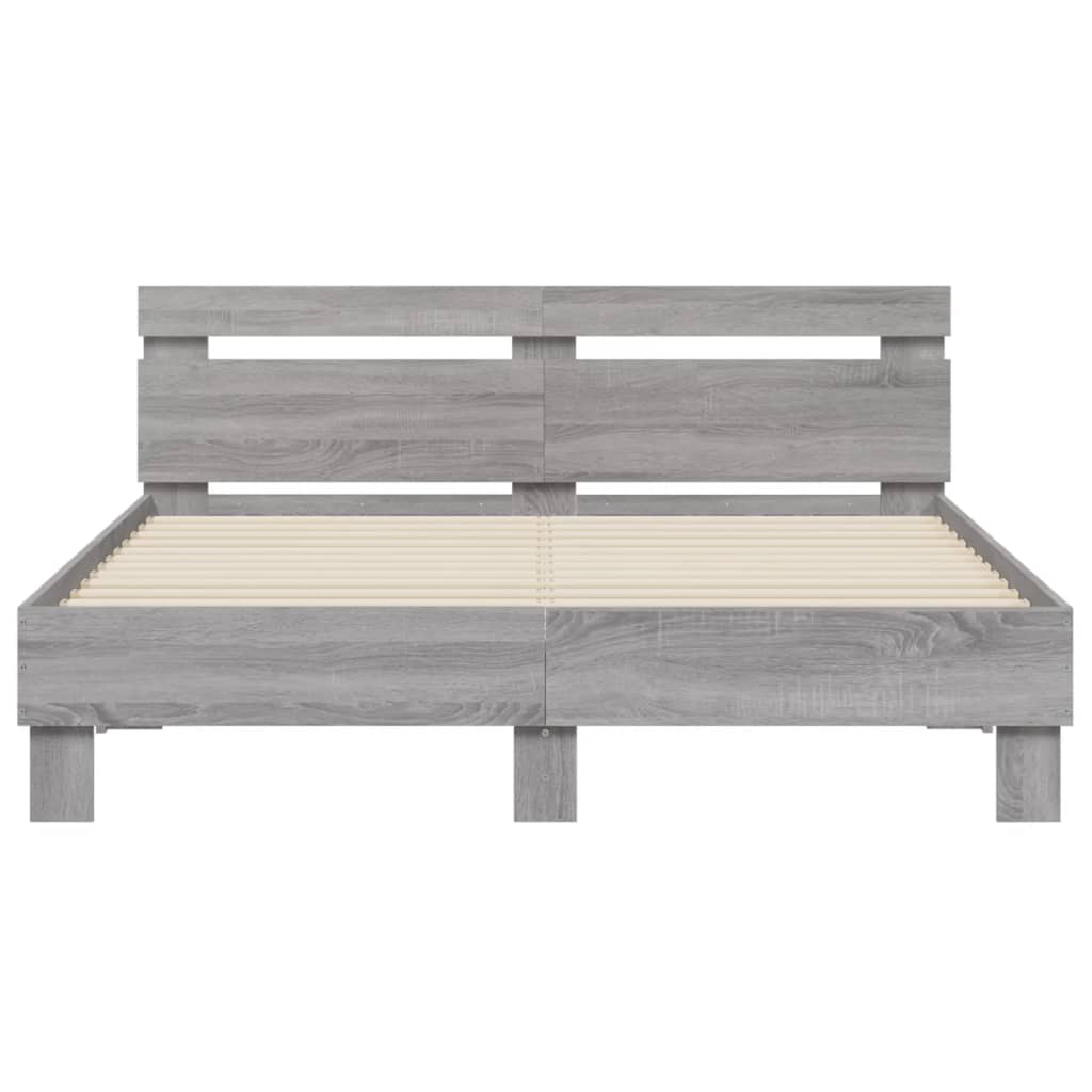 vidaXL Bed Frame with LED without Mattress Grey Sonoma 140x200 cm