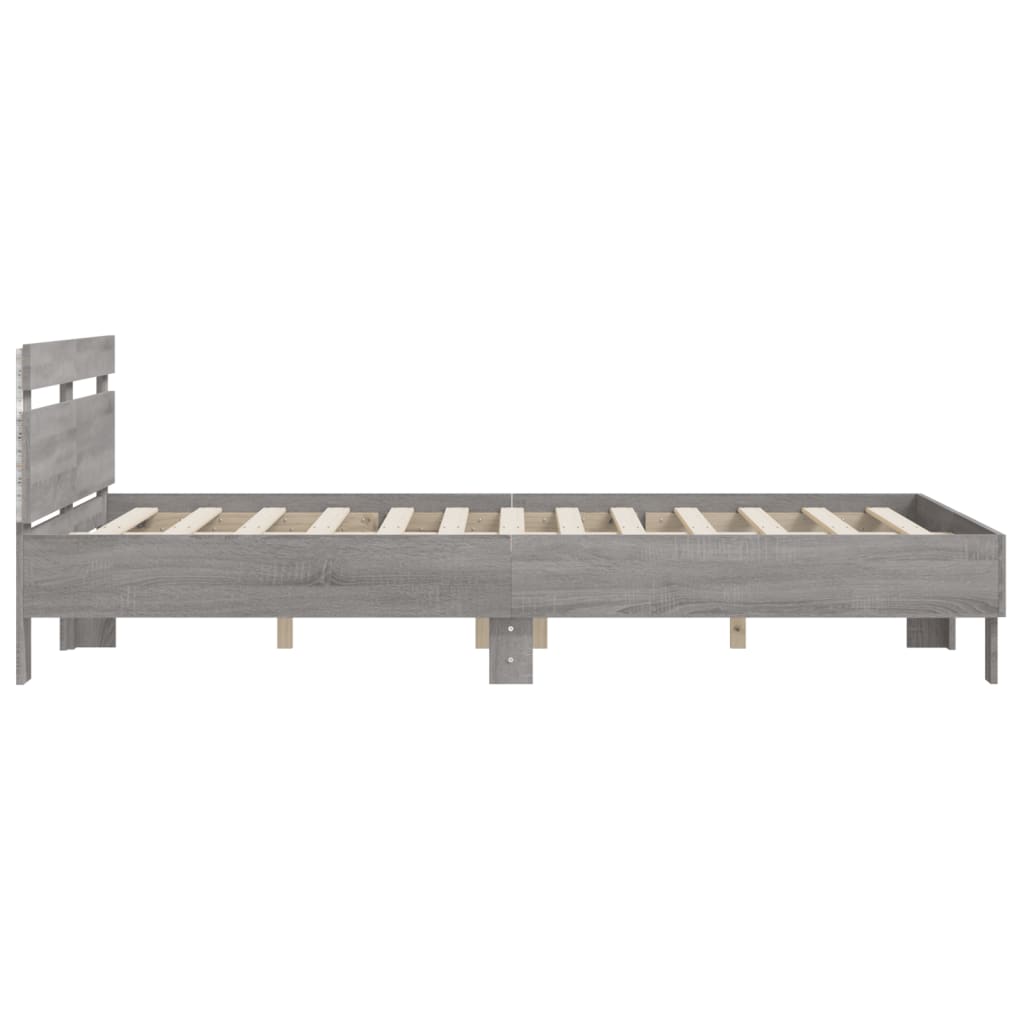 vidaXL Bed Frame with LED without Mattress Grey Sonoma 140x200 cm