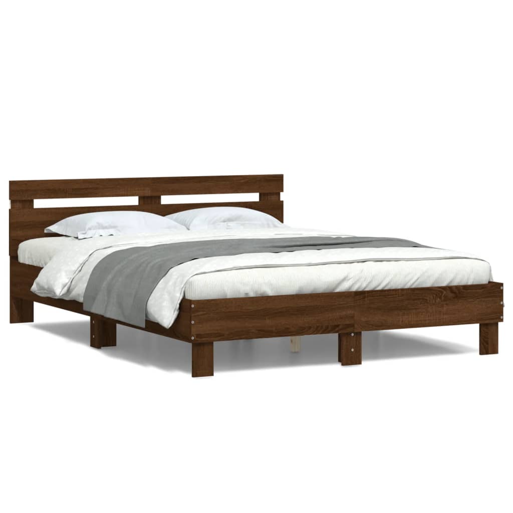 vidaXL Bed Frame | Brown Oak | Engineered Wood | Double | Bed Frame