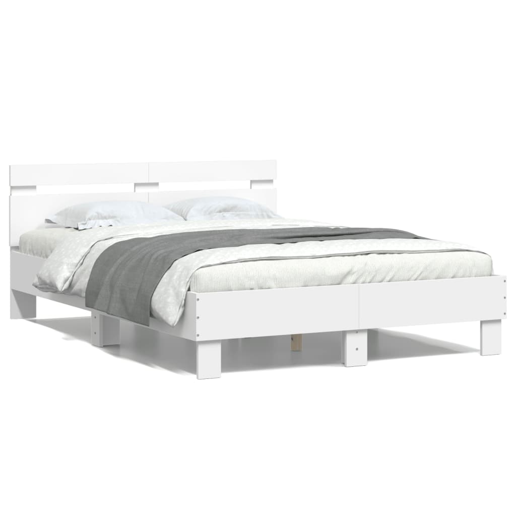vidaXL Bed Frame | White | Engineered wood | Double | Bed Frame | Rectangular
