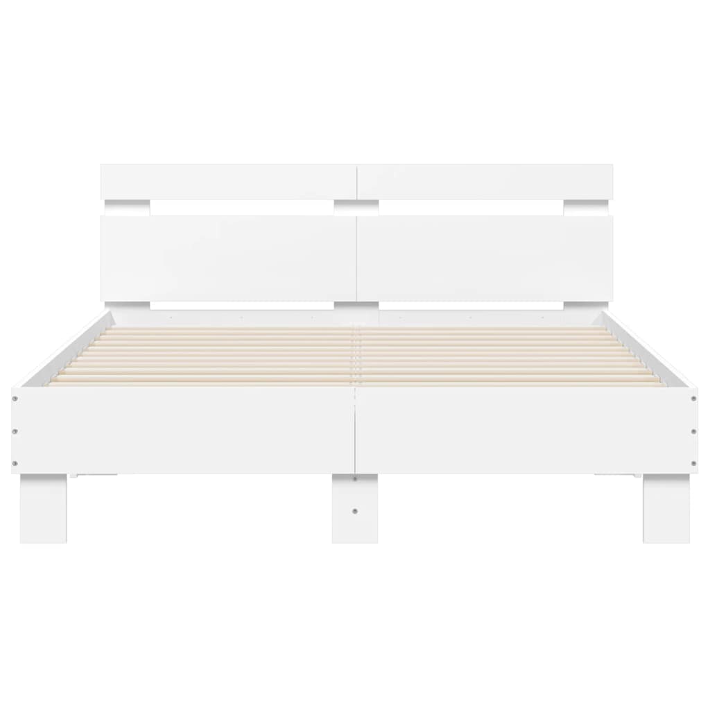 vidaXL Bed Frame with LED without Mattress White 120x200 cm