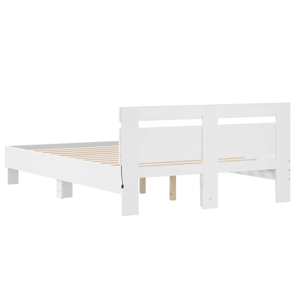 vidaXL Bed Frame with LED without Mattress White 120x200 cm