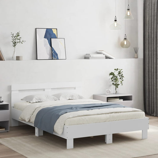 vidaXL Bed Frame | White | Engineered wood | Double | Bed Frame | Rectangular