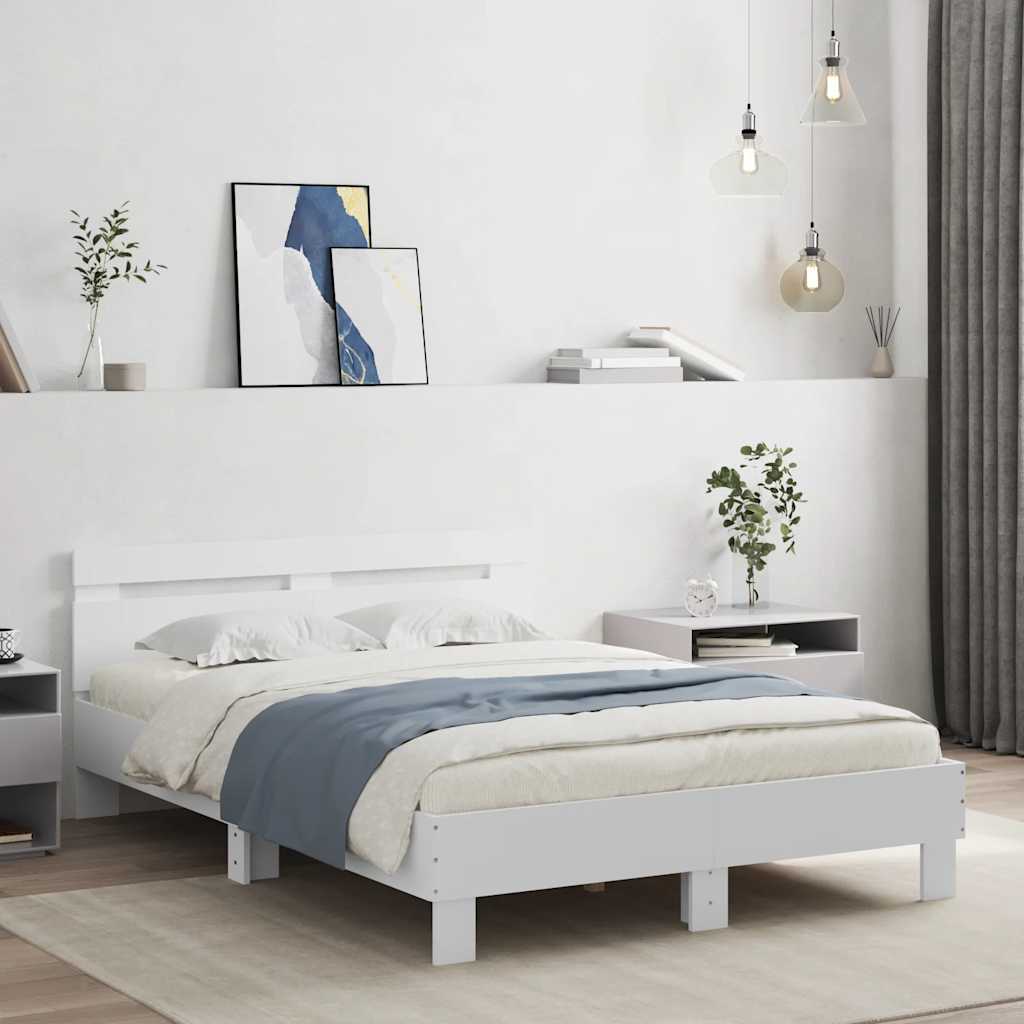 vidaXL Bed Frame with LED without Mattress White 120x200 cm