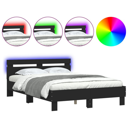 vidaXL Bed Frame | Black | Engineered wood and plywood | 120x200 cm | Bed Frame