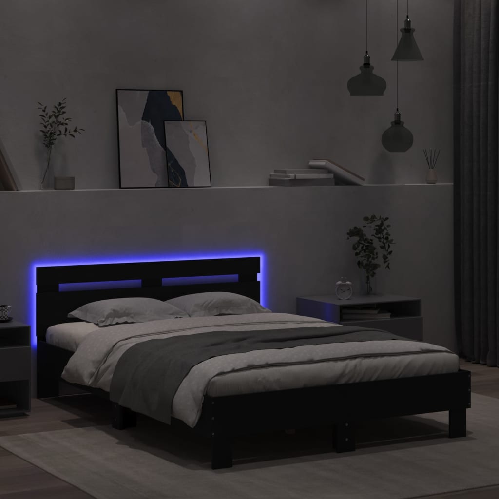vidaXL Bed Frame | Black | Engineered wood and plywood | 120x200 cm | Bed Frame