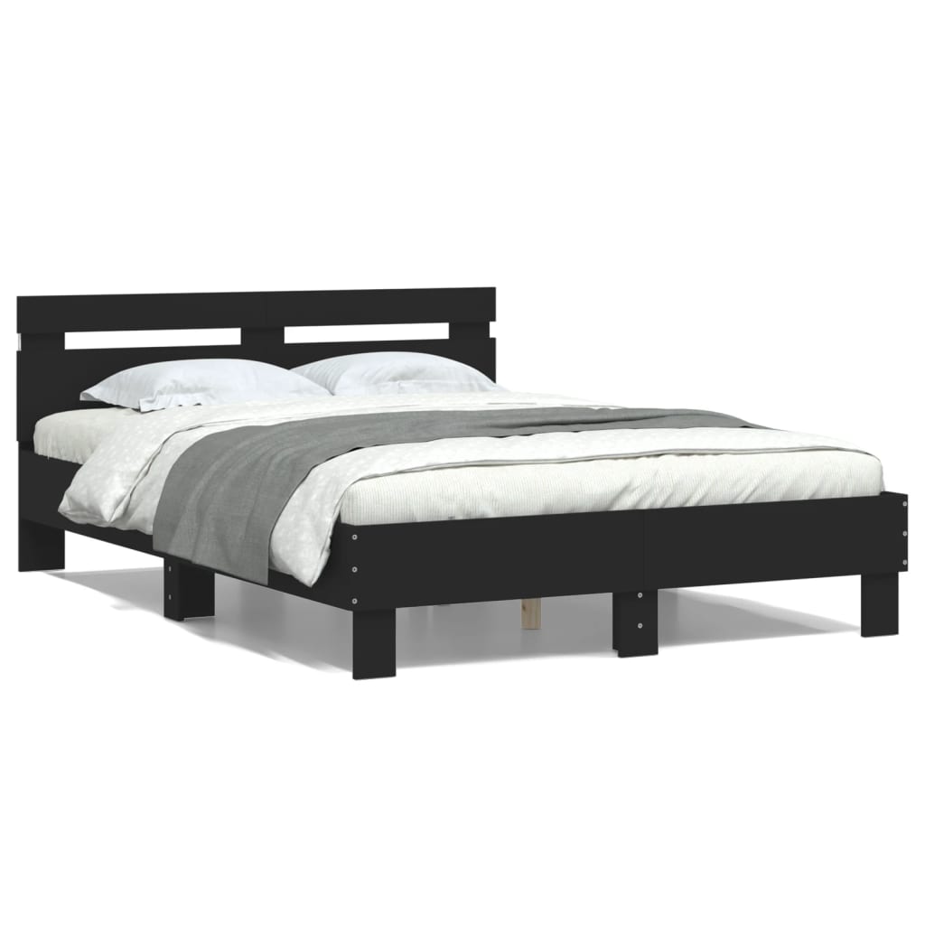 vidaXL Bed Frame | Black | Engineered wood and plywood | 120x200 cm | Bed Frame