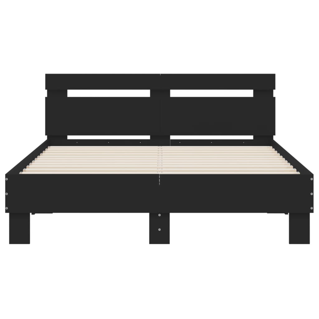 vidaXL Bed Frame | Black | Engineered wood and plywood | 120x200 cm | Bed Frame