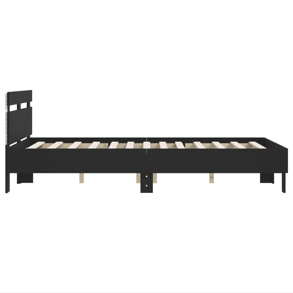 vidaXL Bed Frame | Black | Engineered wood and plywood | 120x200 cm | Bed Frame