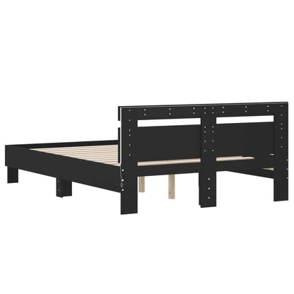 vidaXL Bed Frame | Black | Engineered wood and plywood | 120x200 cm | Bed Frame