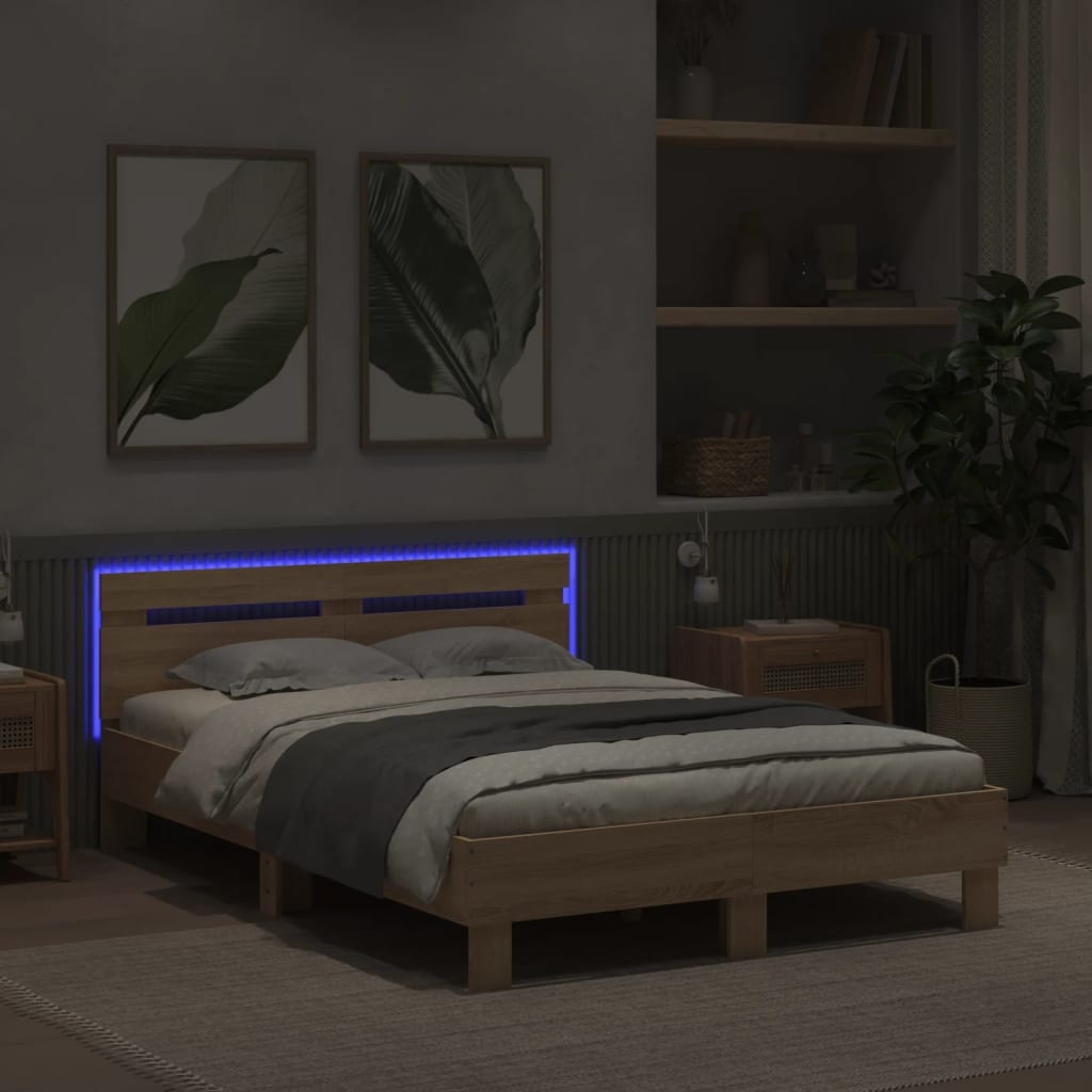 vidaXL Bed Frame | Sonoma oak | Engineered wood | Double | Bed Frame