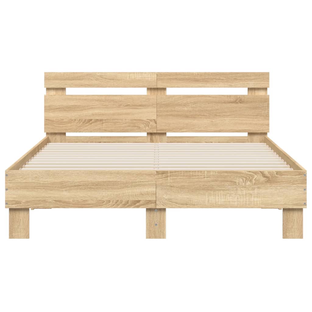 vidaXL Bed Frame with LED without Mattress Sonoma Oak 120x200 cm