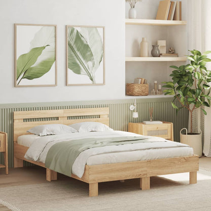 vidaXL Bed Frame | Sonoma oak | Engineered wood | Double | Bed Frame