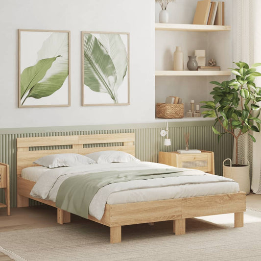 vidaXL Bed Frame | Sonoma oak | Engineered wood | Double | Bed Frame
