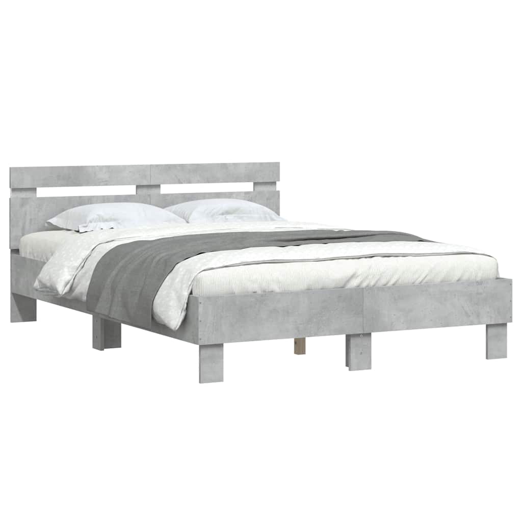 vidaXL Bed Frame with LED without Mattress Concrete Grey 120x200 cm