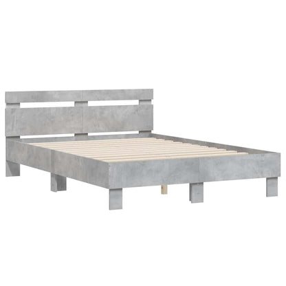 vidaXL Bed Frame with LED without Mattress Concrete Grey 120x200 cm